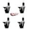 Service Caster 3.5'' Phenolic Swivel 1-5/8'' Expanding Stem Caster Set with Brake, 4PK SCC-EX20S3514-PHS-PLB-158-4 - alternate 2